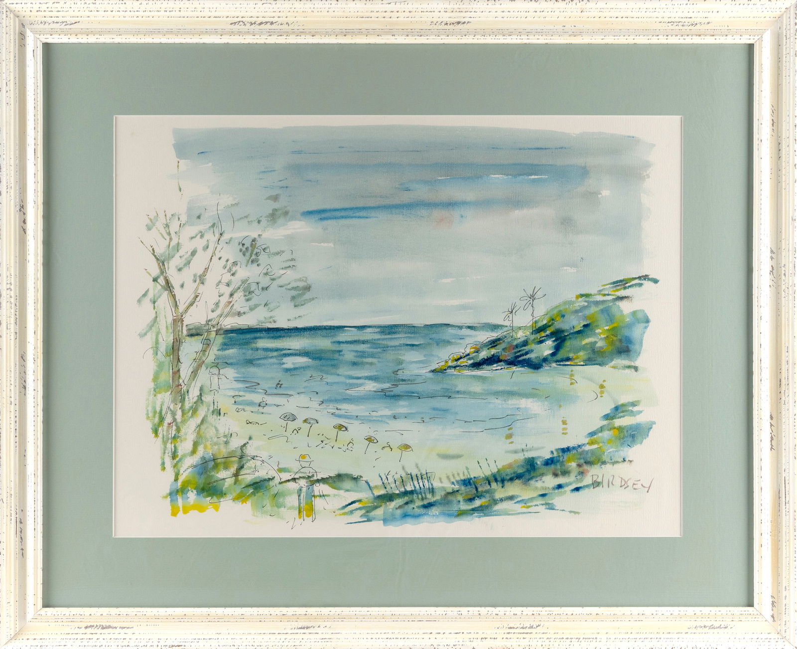ALFRED BIRDSEY (Bermuda, 1912-1996), Bermuda beach scene., Watercolor on paper, 18" x 24.5". Framed (1 of 2)