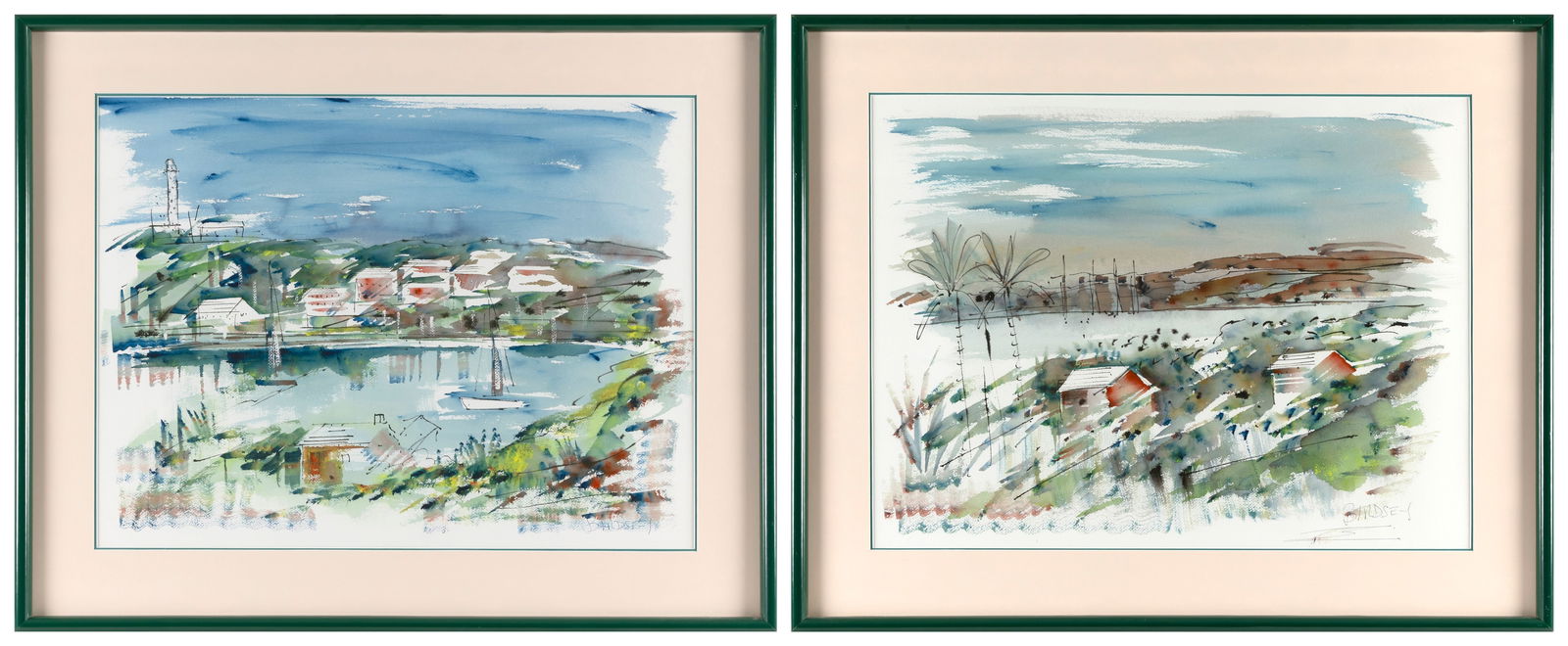 ALFRED BIRDSEY (Bermuda, 1912-1996), Two Bermuda coastal scenes., Watercolors on paper, 18" x 23.5" (1 of 5)