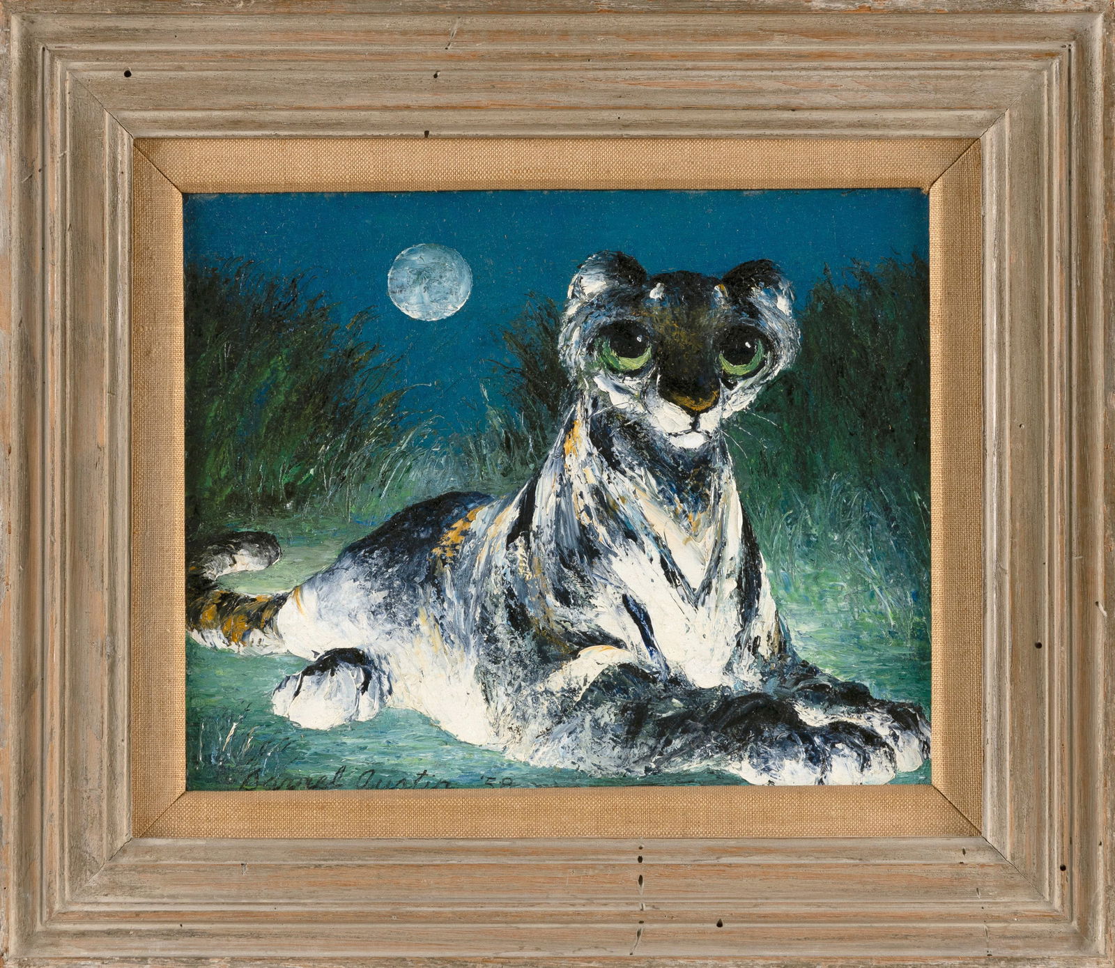 DARREL AUSTIN (Connecticut/New York, 1907-1994), "Young Beast Resting"., Oil on canvas, 8" x 10". (1 of 2)