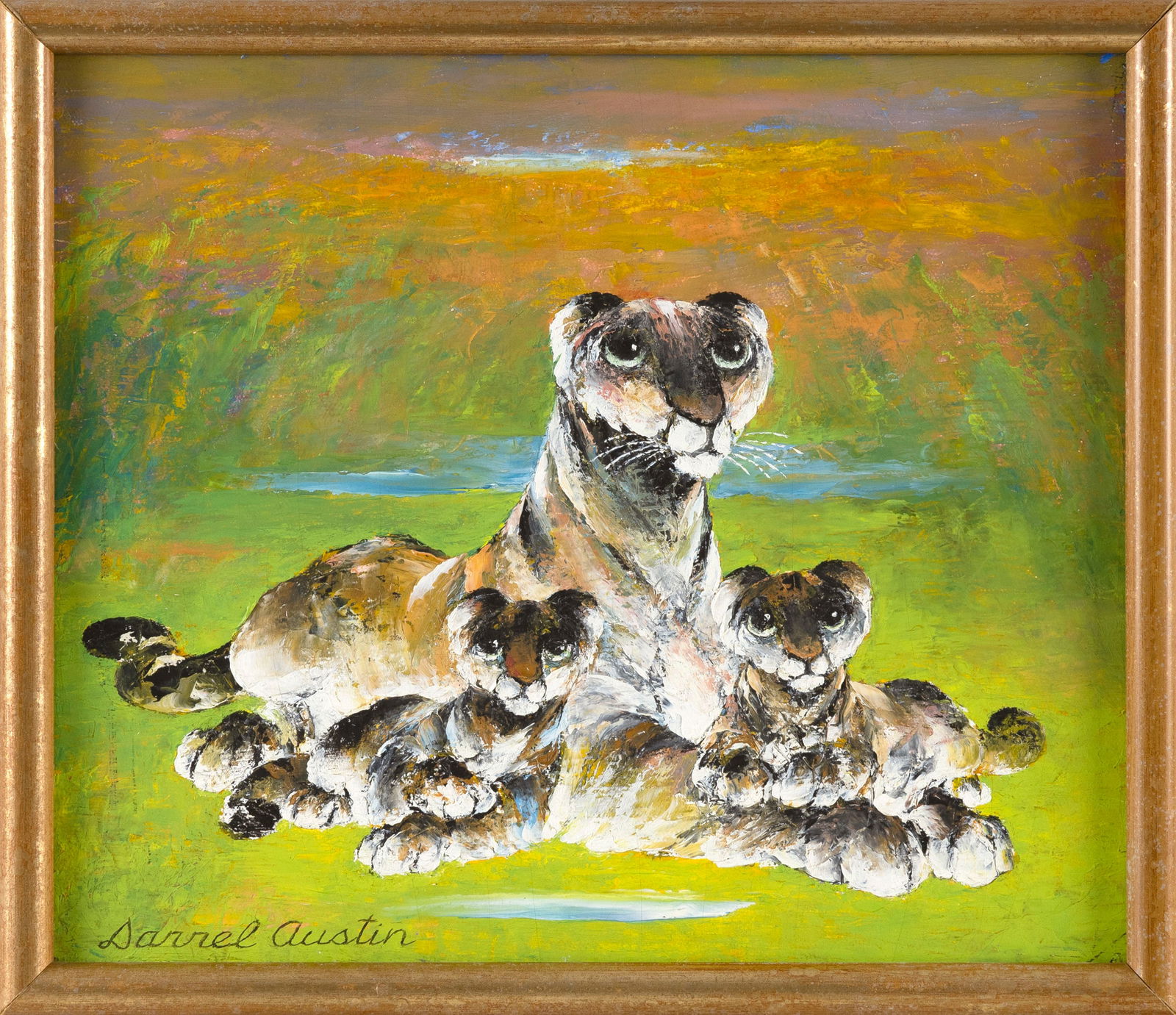 DARREL AUSTIN (Connecticut/New York, 1907-1994), "Young Family"., Oil on canvas, 10" x 12". Framed (1 of 2)