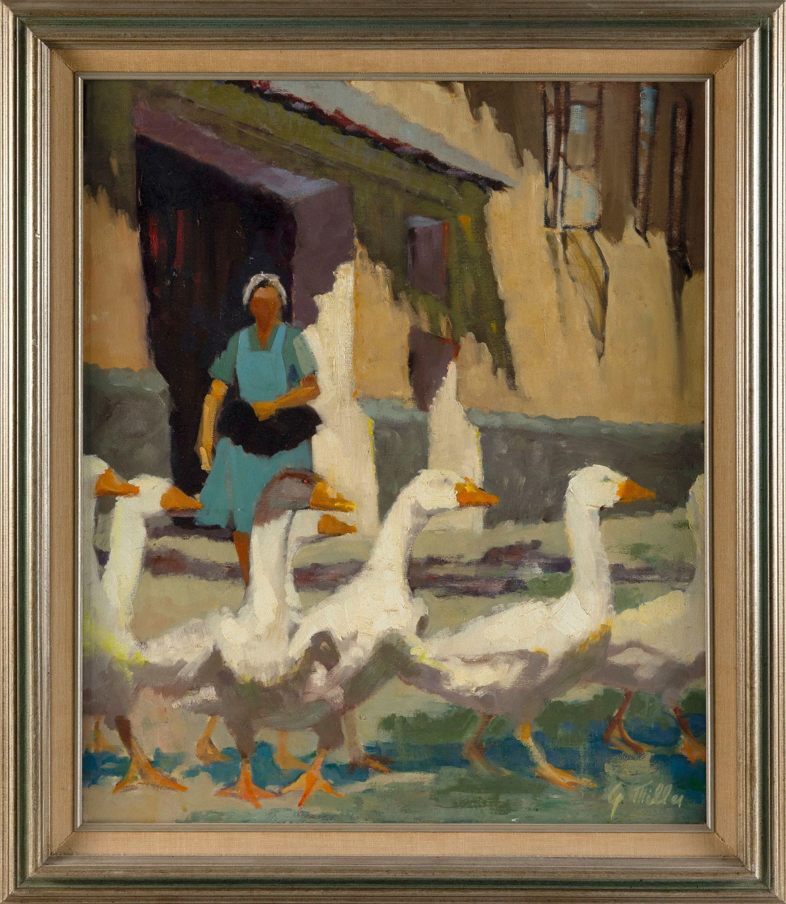 AMERICAN SCHOOL (20th Century,), A waddling of ducks., Oil on canvas, 24" x 20". Framed 29" x 24". (1 of 2)