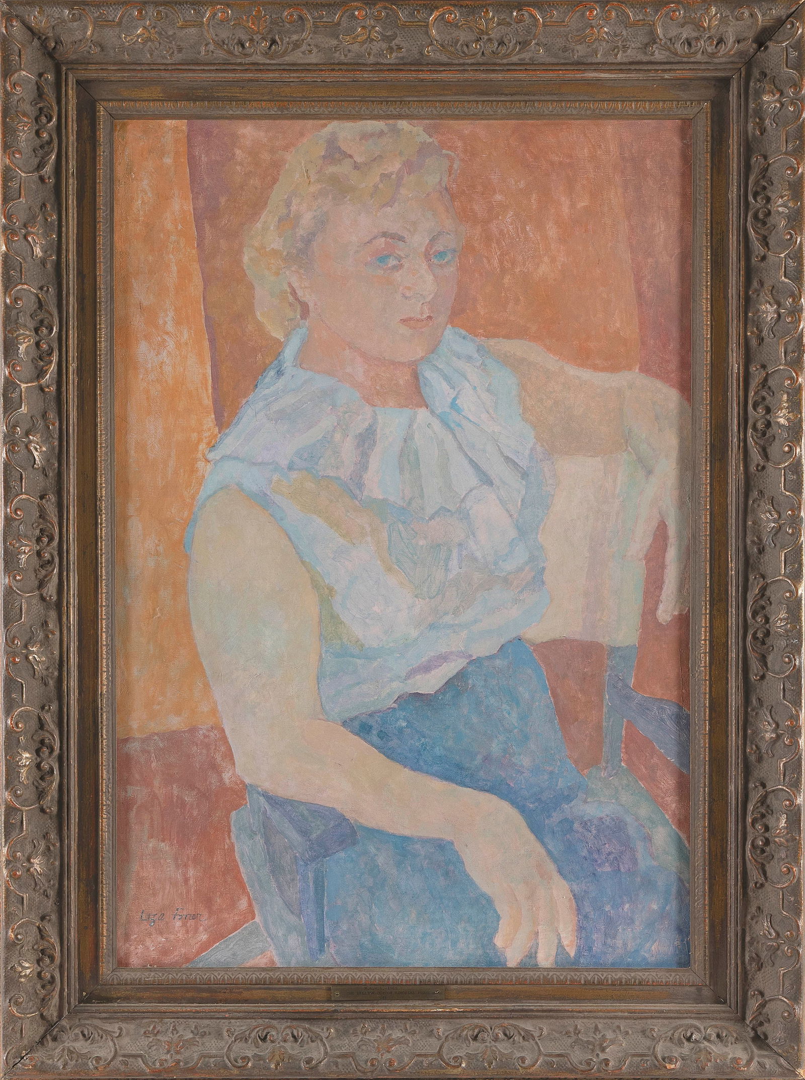LIZA FONER (New York, 1909-2005), "Portrait of Rochelle"., Oil on canvas, 30" x 20.25". Framed 37" x (1 of 2)