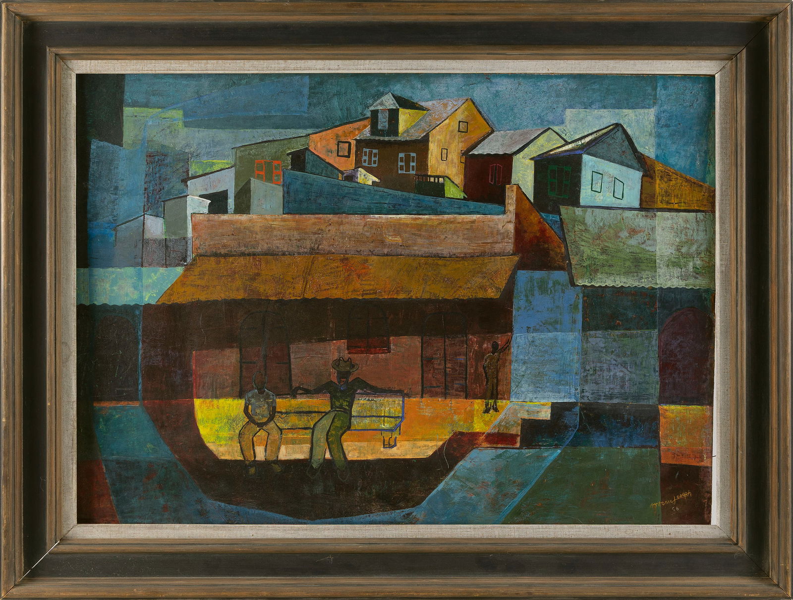ANTONIO JOSEPH (Haiti, 1921-2016), Village scene., Oil on masonite, 27" x 38". Framed 35" x 46". (1 of 2)