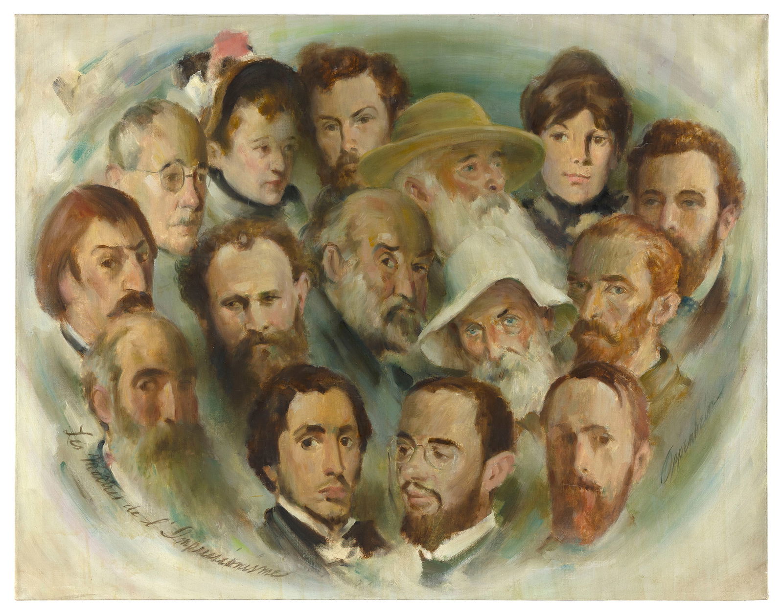 SAMUEL EDMUND OPPENHEIM (New York/Florida, 1901-1992), "Les Impressionist"., Oil on canvas, 33" x (1 of 2)