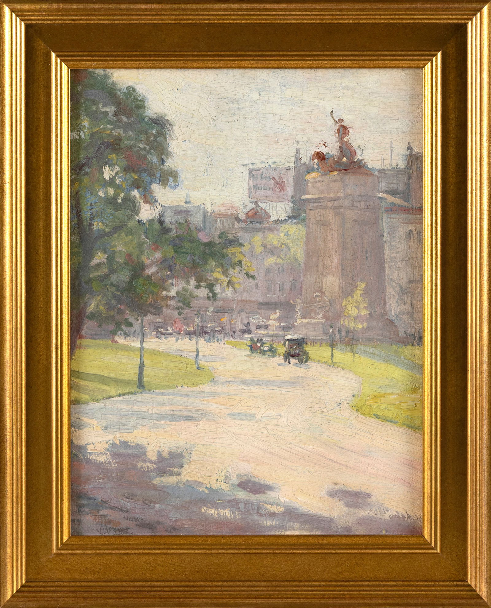 IRVING R. HEITKAMP (New York, 1892-1917), New York scene., Oil on board, 14" x 11". Framed 20" x (1 of 2)