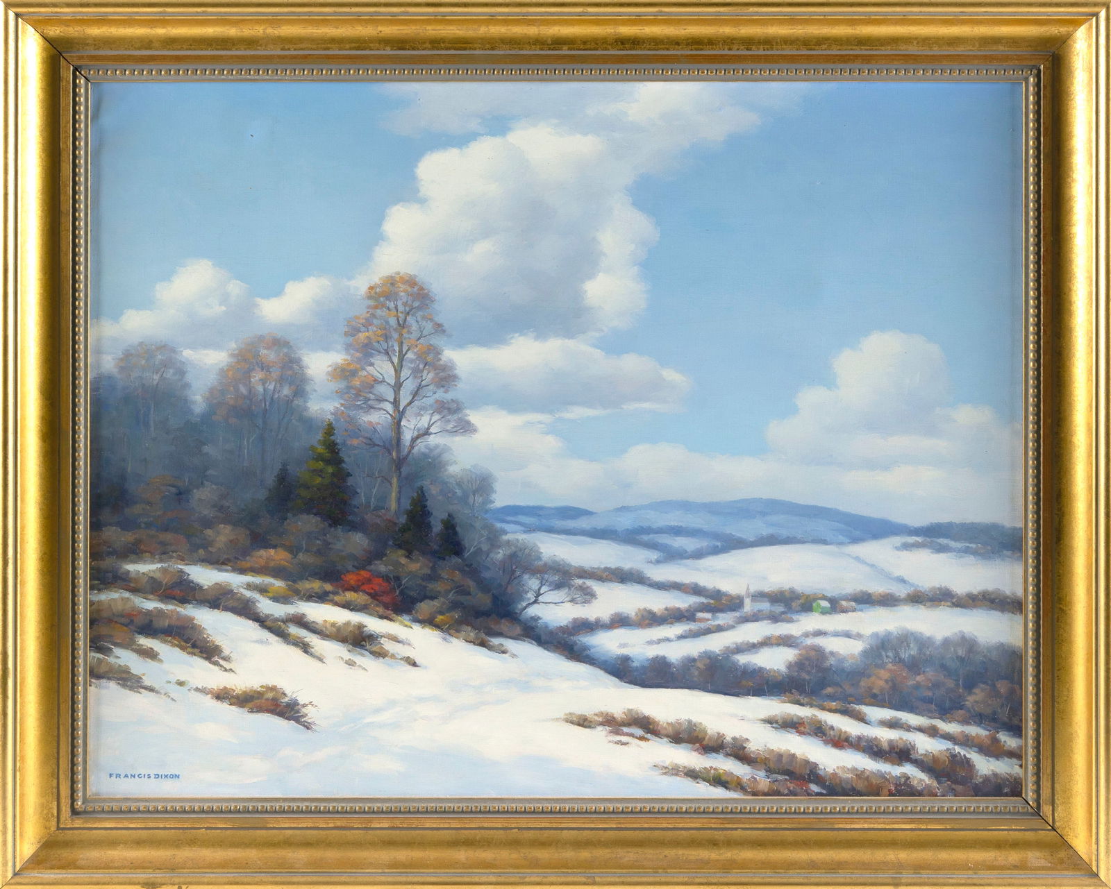 FRANCIS STILLWELL DIXON (New York/Califonia, 1879-1967), Winter landscape., Oil on canvas, 20" x (1 of 2)