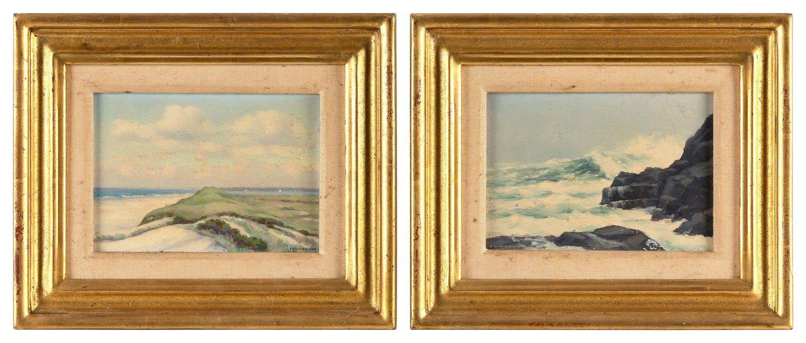 FRANCIS STILLWELL DIXON (New York/Califonia, 1879-1967), Two seascapes., Oils on board, 5" x 7". (1 of 2)