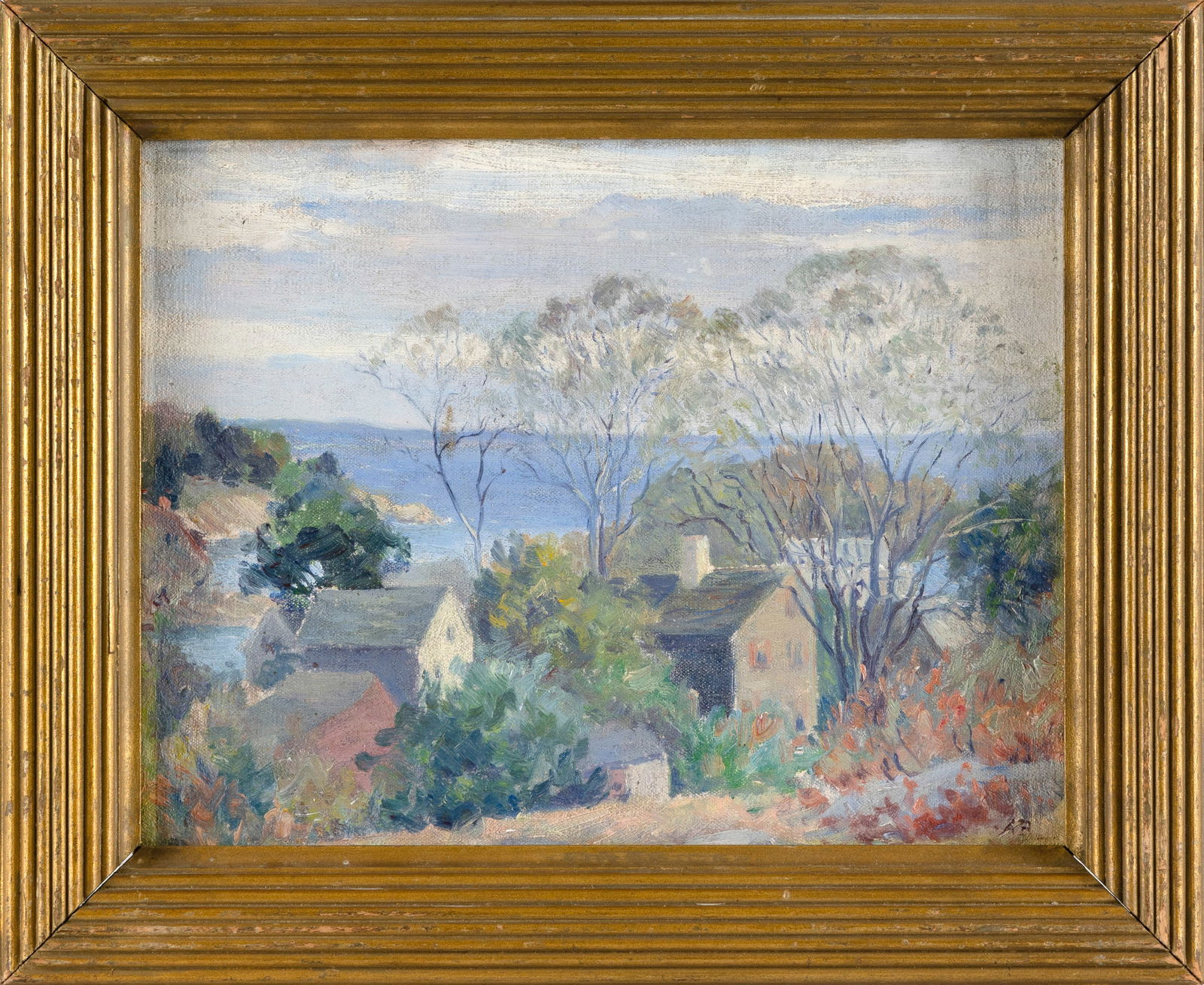 ATTRIBUTED TO ALBERT PRENTICE BUTTON (Massachusetts, 1868-1931), Rooftops., Oil on canvas board, (1 of 2)