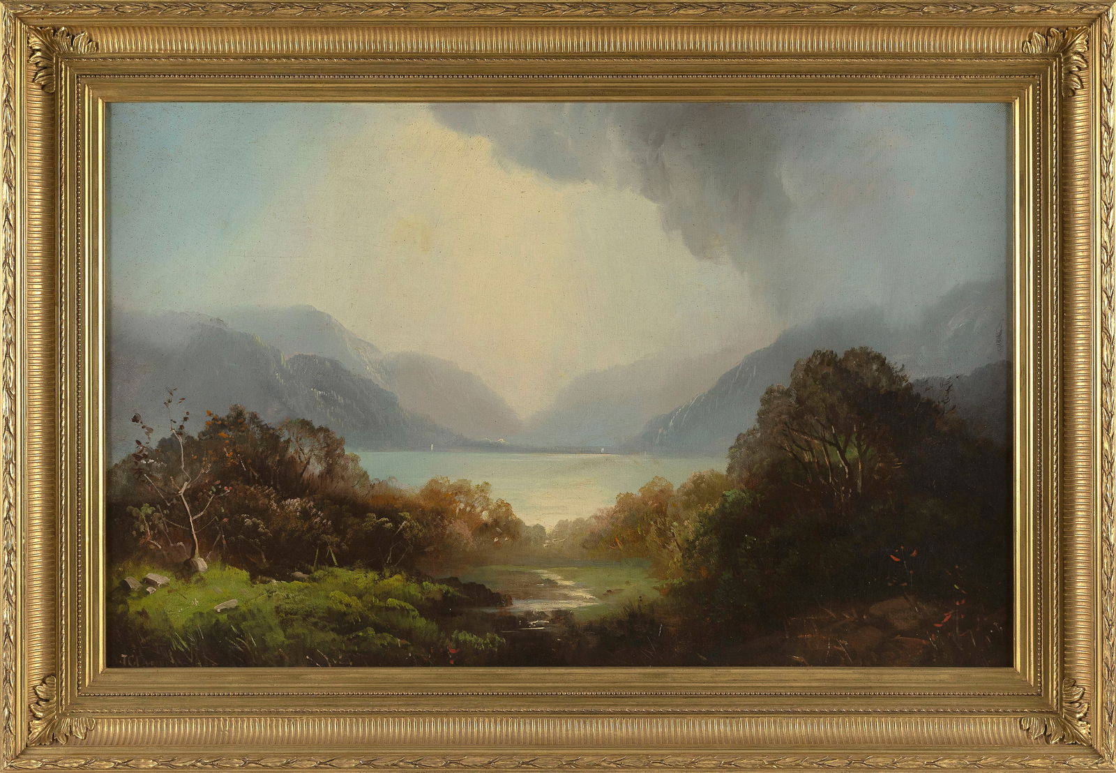 J.C. DURAND (America, 19th/20th Century), Lake George, looking north to the Narrows., Oil on canvas, (1 of 3)