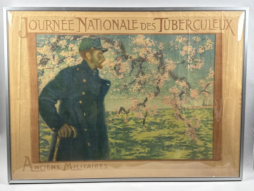 "JOURNEE NATIONALE DES TUBERCULEUX ANCIENS MILITAIRES" POSTER France, 20th Century 32" x 44.75": "JOURNEE NATIONALE DES TUBERCULEUX ANCIENS MILITAIRES" POSTERFrance, 20th CenturyAdvertising a national day for ex-military tuberculosis sufferers.32" x 44.75" sight. Framed 33.5" x 47".
