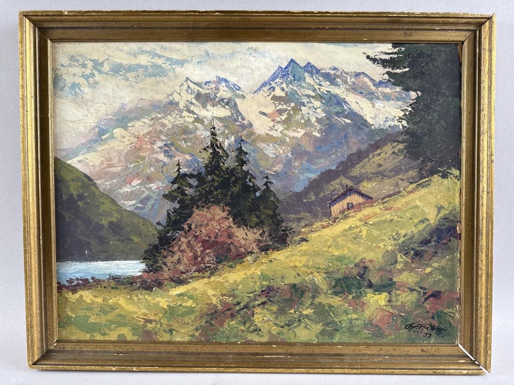 CHRISTIAN FABER (Continental, 1889-1972), Majestic snow-covered mountains., Oil on board, 12.25" x (1 of 2)
