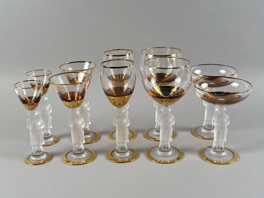LARGE COLLECTION OF BAYEL "NAPOLEON GOLD" CRYSTAL STEMWARE France, 20th Century (1 of 8)