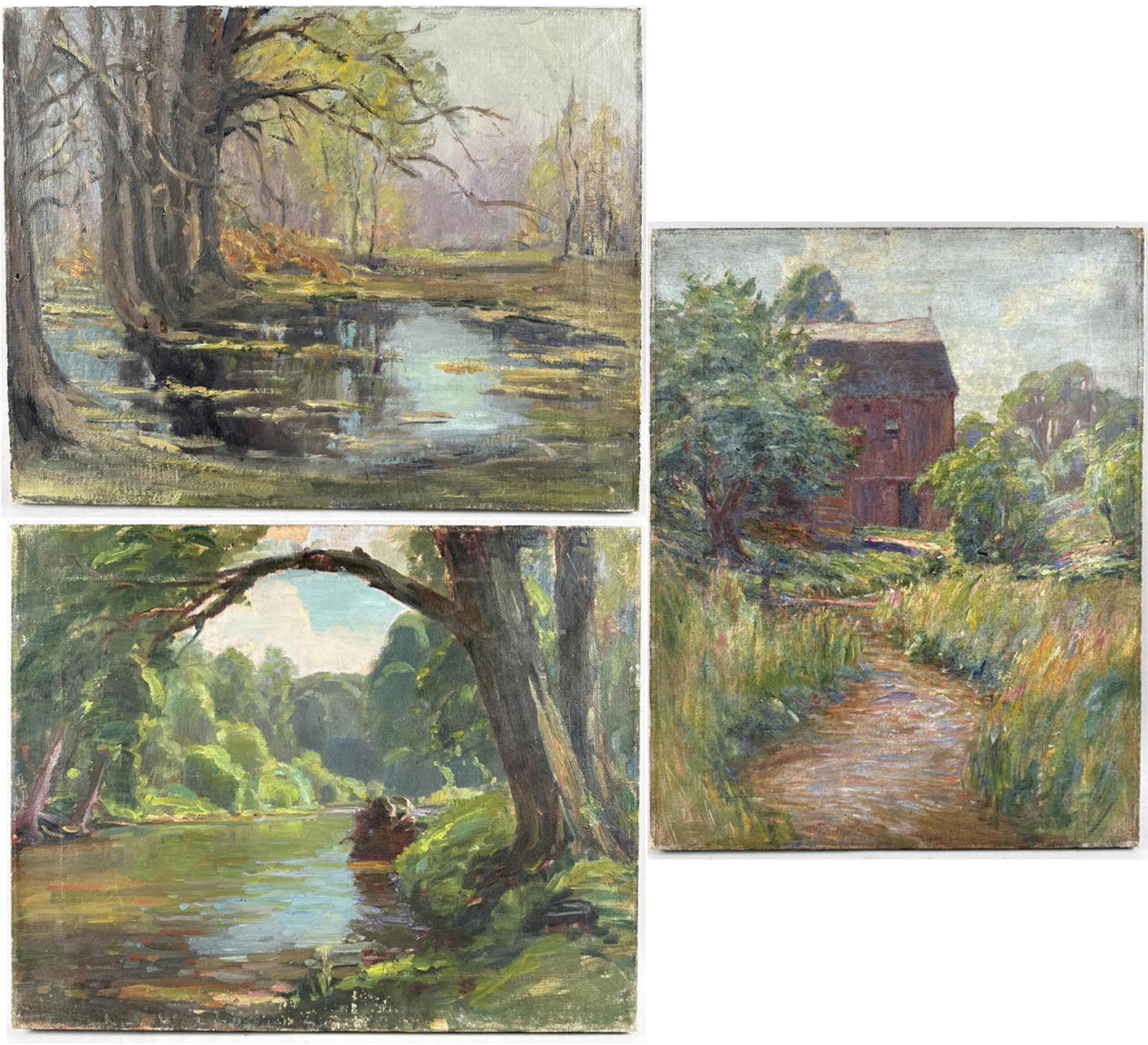 AMERICAN SCHOOL (20th Century,), Three landscapes., Oils on canvas, 16" x 20". Unframed. (1 of 6)