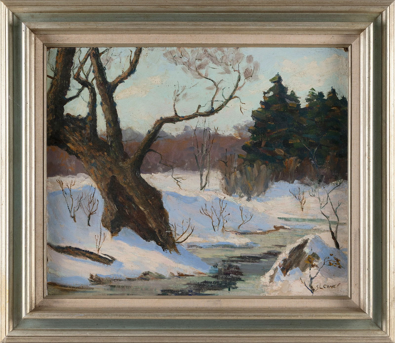 AMERICAN SCHOOL (20th Century,), "Furnace Brook"., Oil on board, 20" x 24". Framed 27" x 31". (1 of 2)