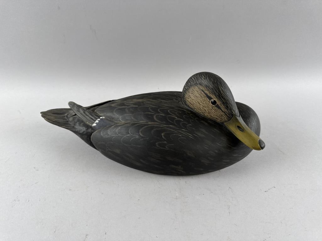 MARTY COLLINS BLACK DUCK DECOY East Wareham, Massachusetts, 1960- Length 14.5". (1 of 3)