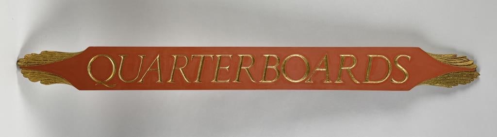 "QUARTERBOARDS" TRADE SIGN Late 20th Century 6" x 63". (1 of 2)