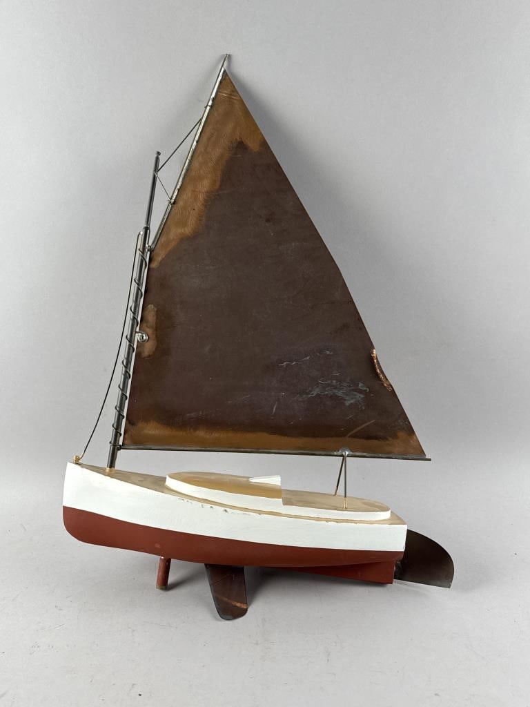 CATBOAT WEATHER VANE Contemporary Height 28". Length 19". (1 of 3)