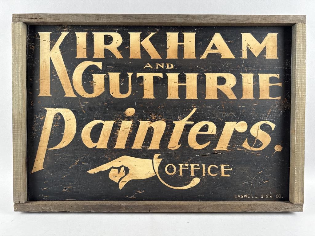 "KIRKHAM AND GUTHRIE PAINTERS" TRADE SIGN Contemporary 17.5" x 26". (1 of 3)