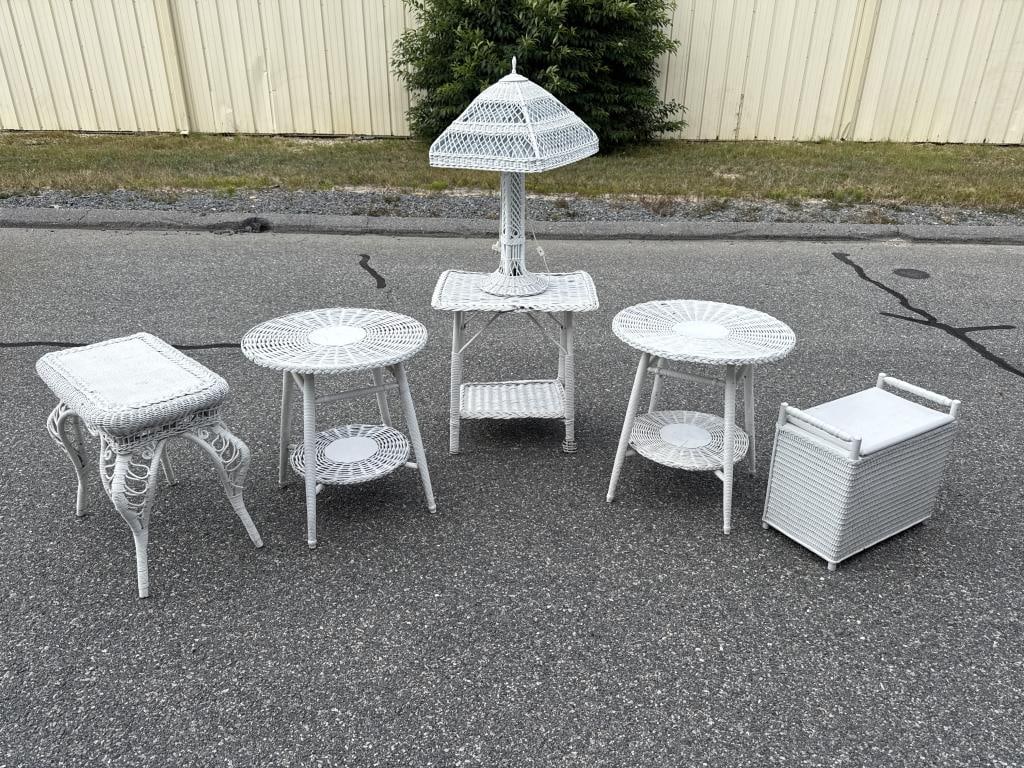 SIX-PIECE SUITE OF WICKER FURNITURE Late 19th/20th Century Table heights to 25". (1 of 7)