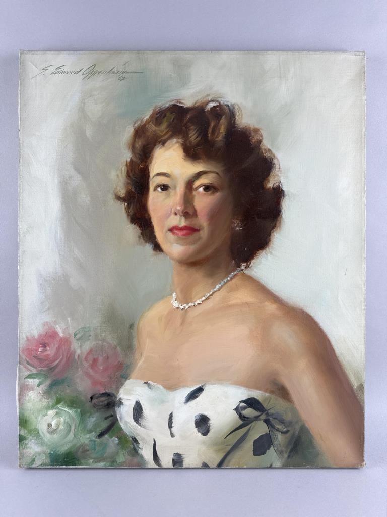 SAMUEL EDMUND OPPENHEIM (New York/Florida, 1901-1992), "Portrait of Mrs. Walter P. Chrysler"., Oil (1 of 2)