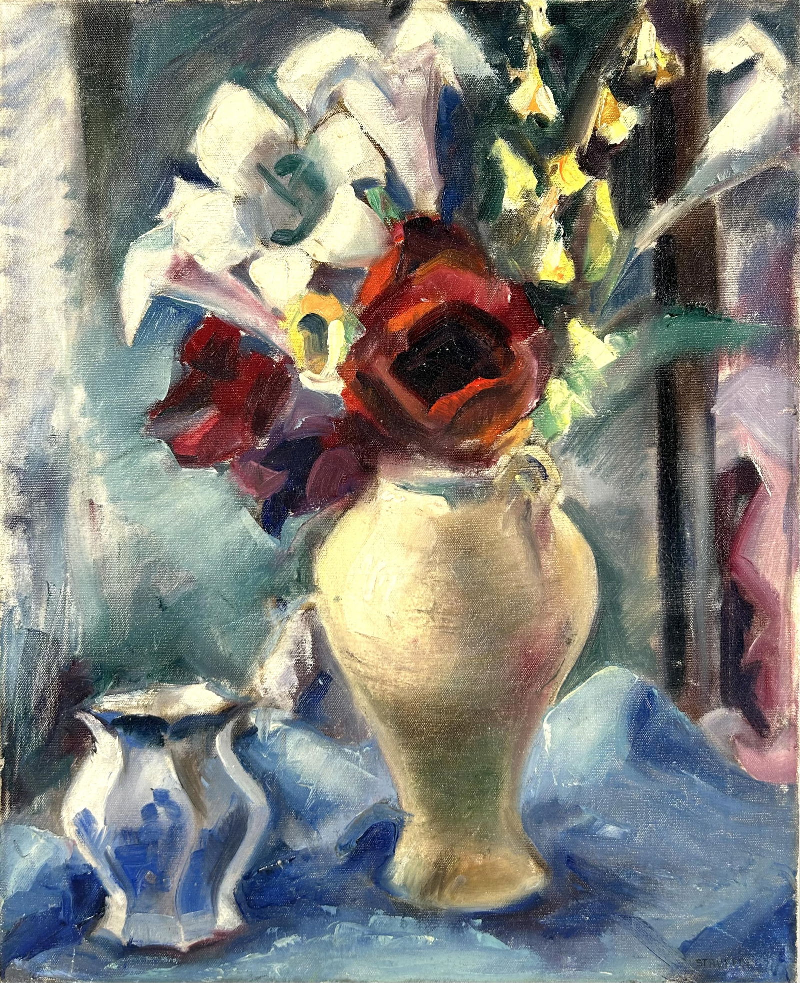 AMERICAN SCHOOL (20th Century,), Still life of a bouquet., Oil on canvas, 22" x 18". Unframed. (1 of 2)