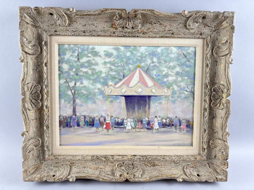 ALAN DAVID COURS (Ohio/New York, 1950-), "Shades of Spring"., Oil on canvas, 12" x 16". Framed 18.5" (1 of 2)