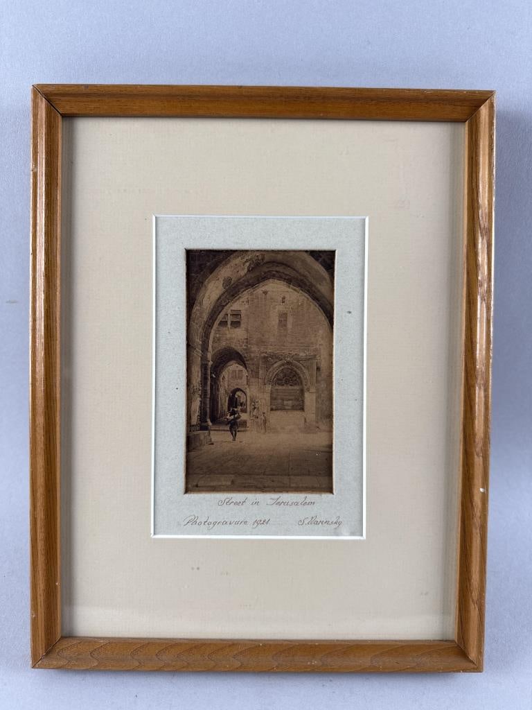 SHLOMO NARINSKY (Israel, 1886-1960), A street in Jerusalem., Photogravure, 5" x 3" sight. Framed (1 of 2)