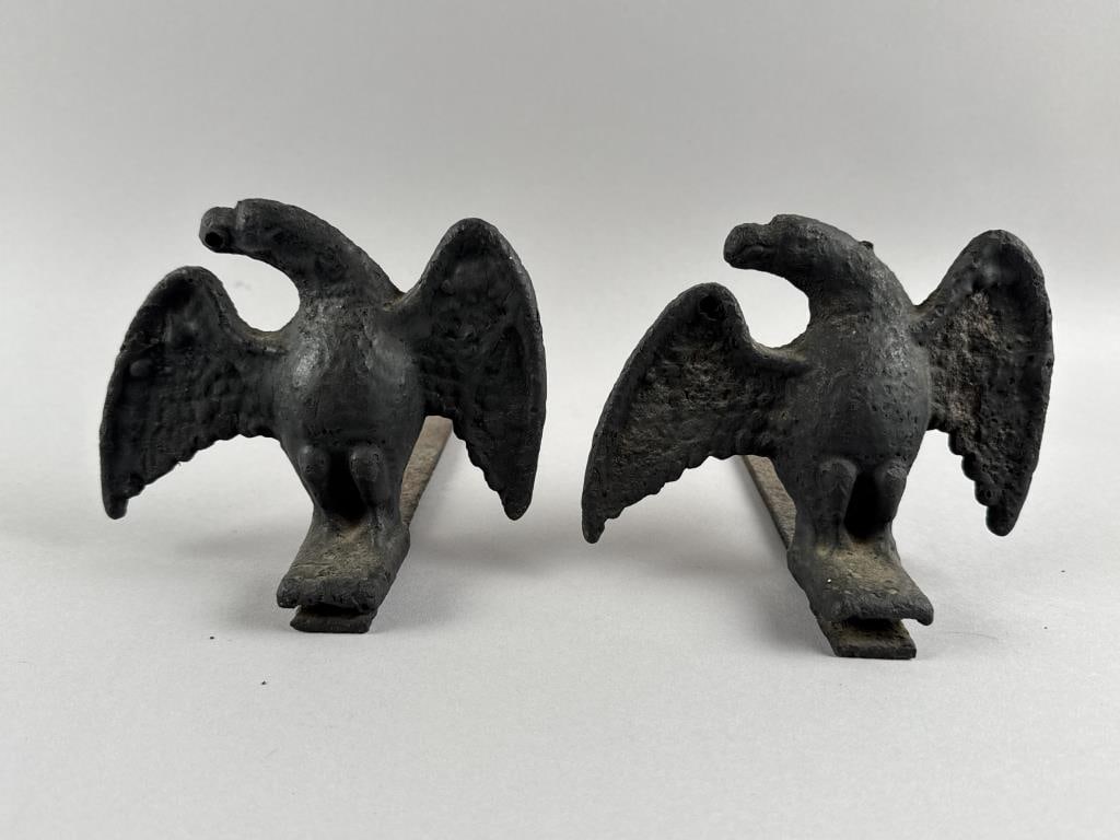 PAIR OF CAST IRON SNOW EAGLES 19th Century Heights 5.25". (1 of 3)