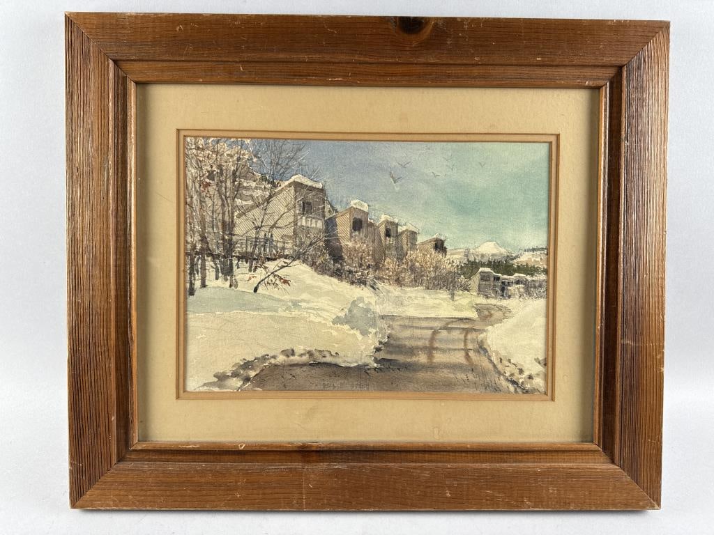 AMERICAN SCHOOL (20th Century,), Townhouses in an alpine village., Watercolor on paper, 9.75" x 14" (1 of 2)