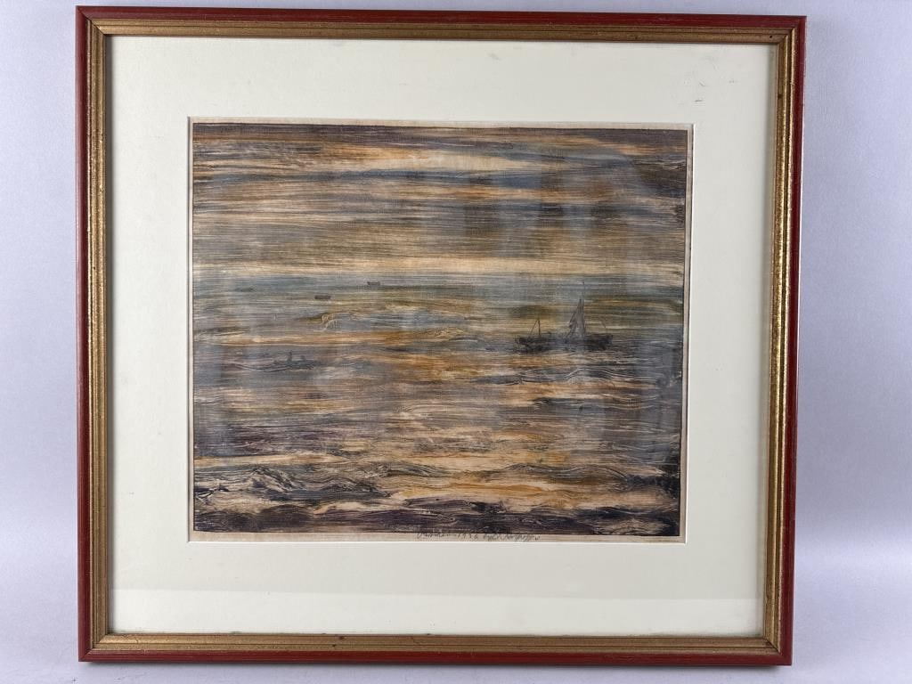 JULIUS D. KATZIEFF (Massachusetts/Lithuania, 1892-1957), "Fishing Boats in Provincetown Harbor"., (1 of 2)