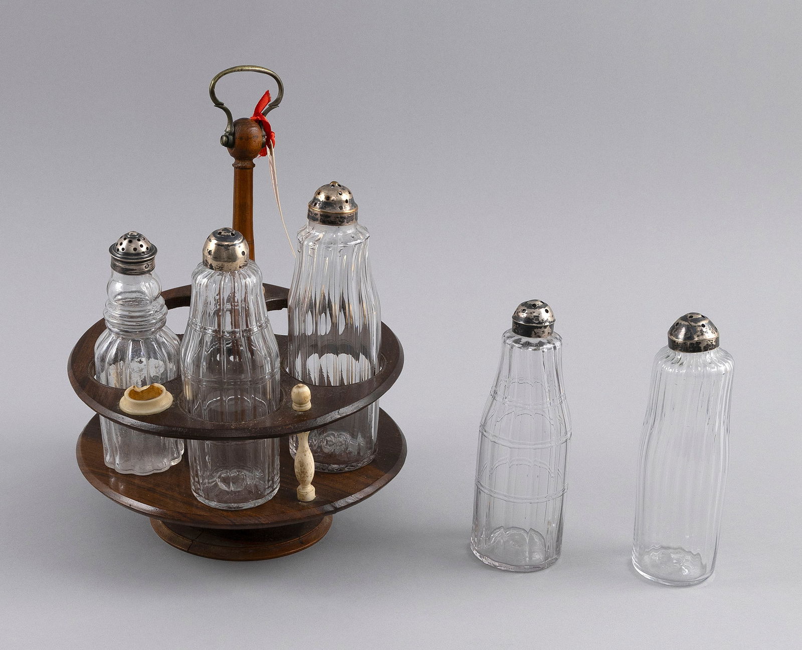 CASTOR SET WITH WHALEBONE MOUNTS Circa 1875 Height 8.5". (1 of 2)