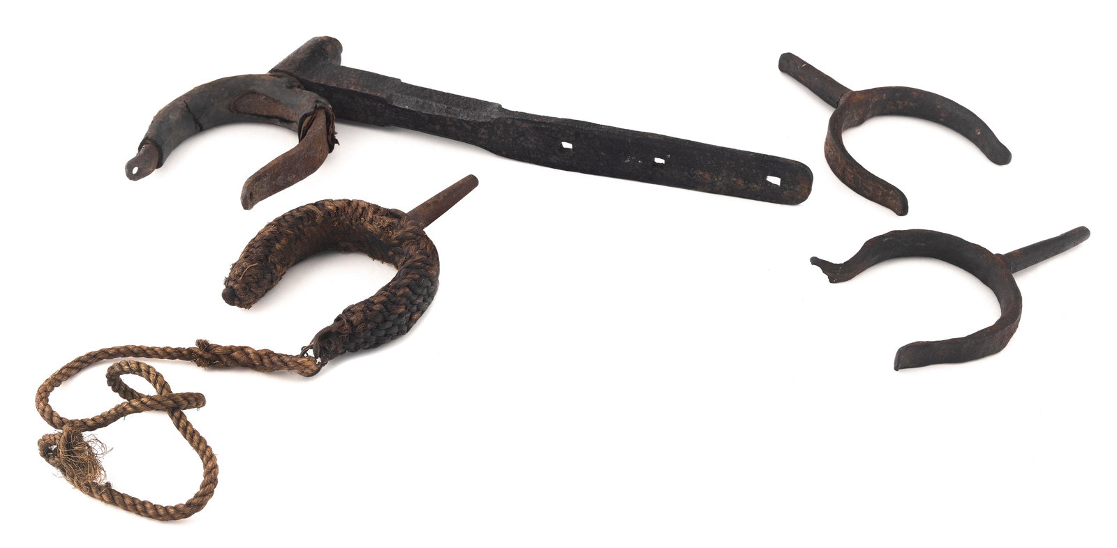 FOUR WHALEBOAT OAR LOCKS 19th Century Steering lock 9" x 18.5". (1 of 1)