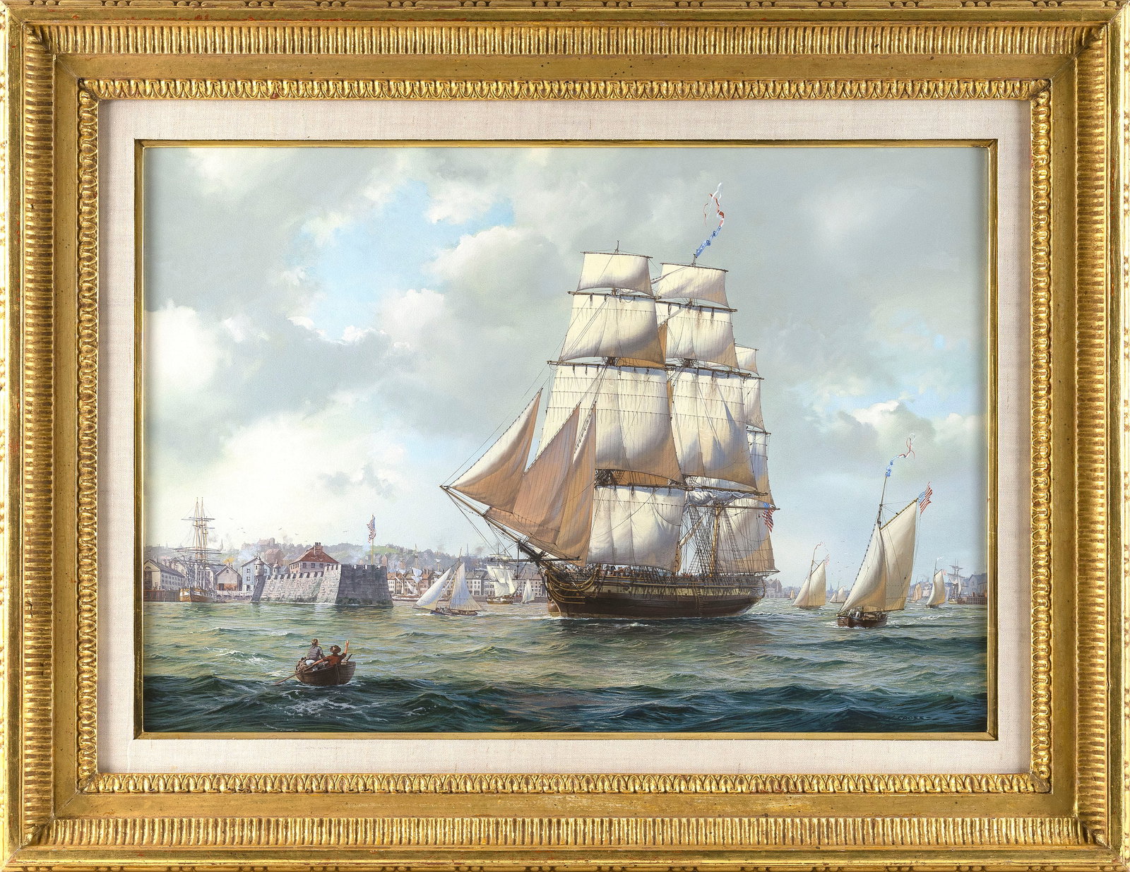ROY CROSS (United Kingdom, 1924-2024), "The Federal Navy Frigate Boston in Boston Harbour - 1799"., (1 of 1)