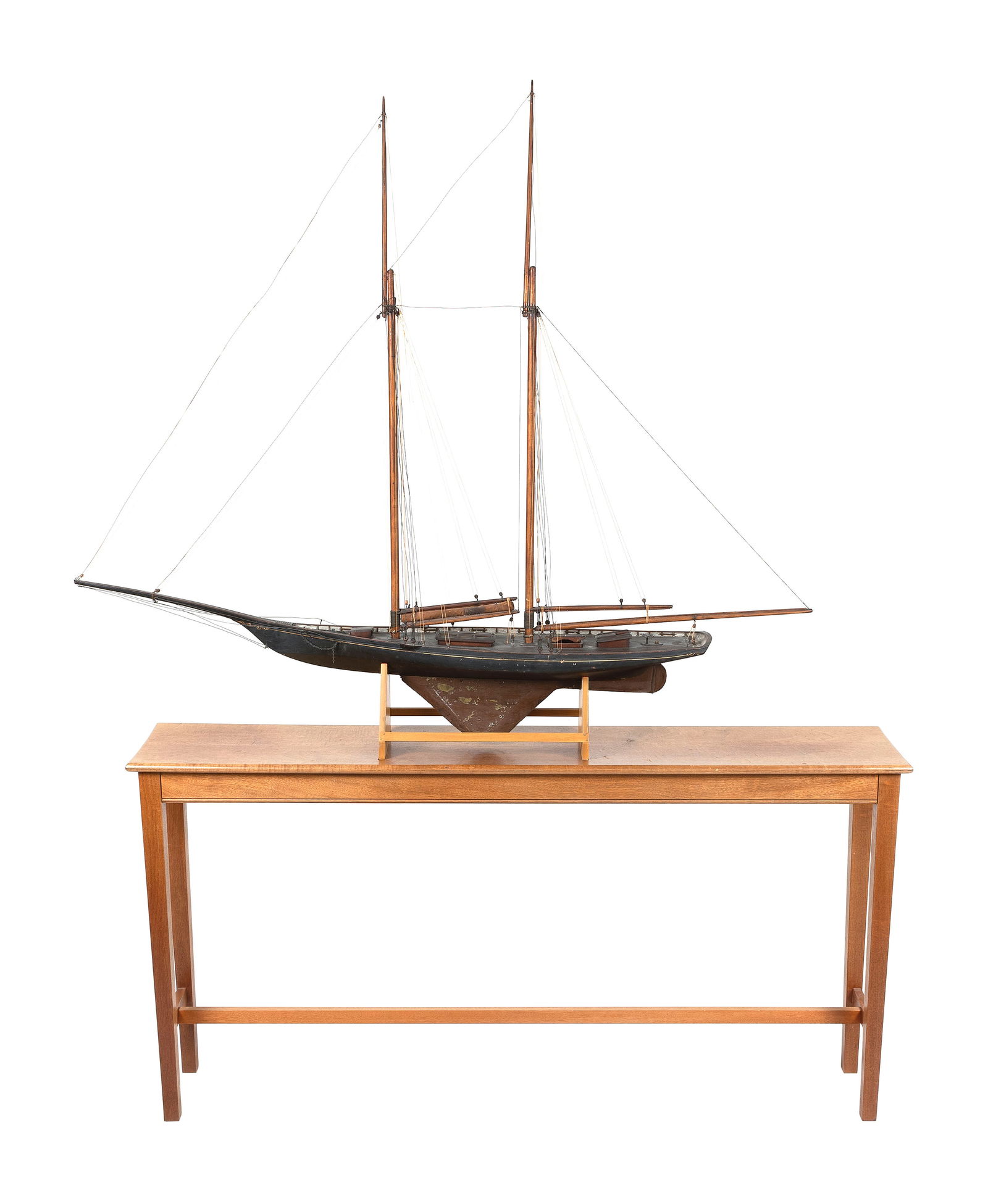 POND MODEL OF THE TWO-MASTED SCHOONER YACHT "ANNIE" Model height 32". Length 63". Width 12". (1 of 1)