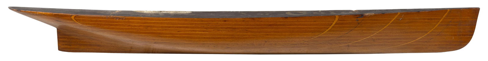 BUILDER'S HALF HULL MODEL Early 20th Century Height 3.5". Length 34". (1 of 1)