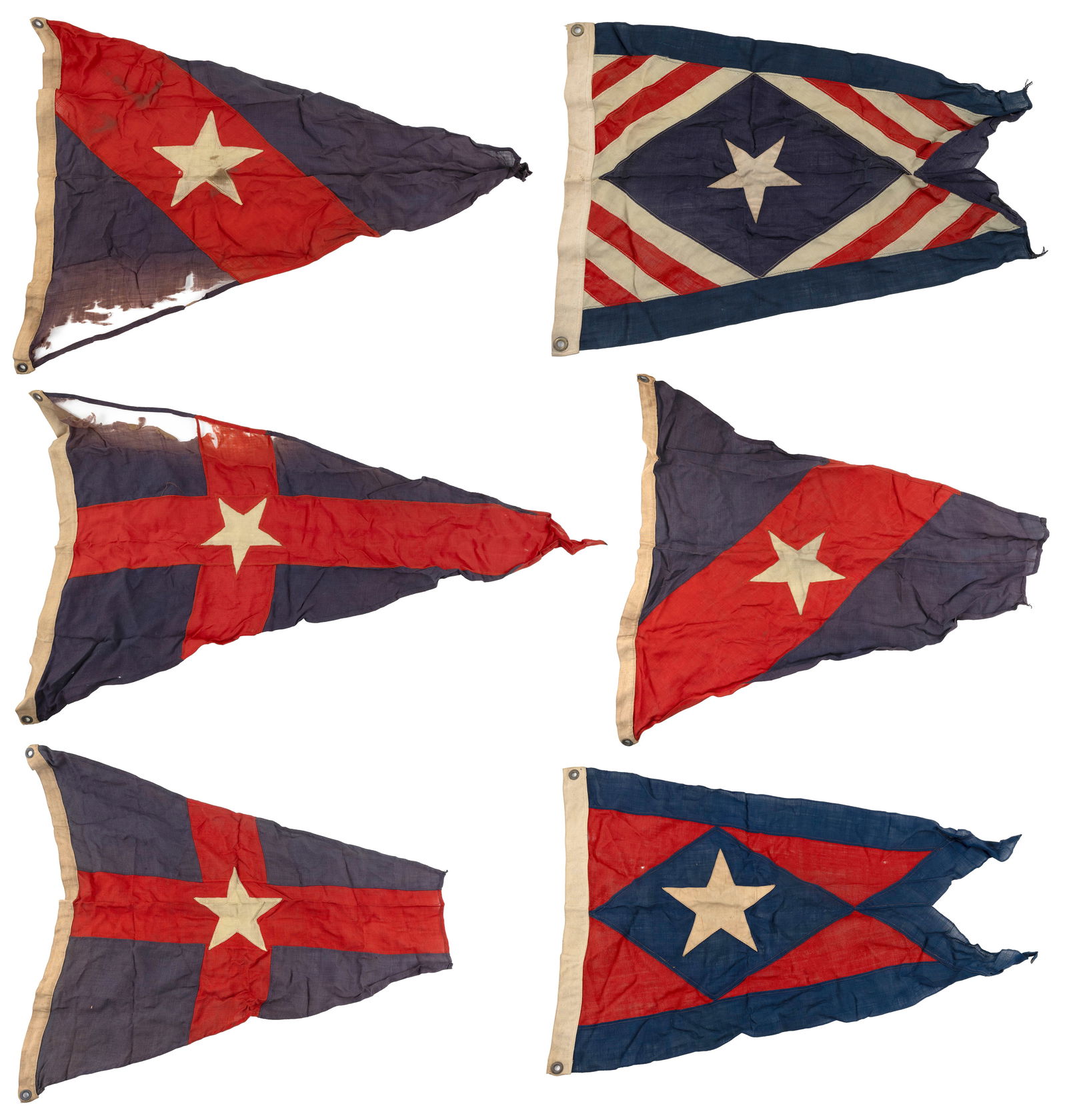 SIX RARE ANTIQUE YACHT CLUB BURGEES 19th Century (1 of 7)