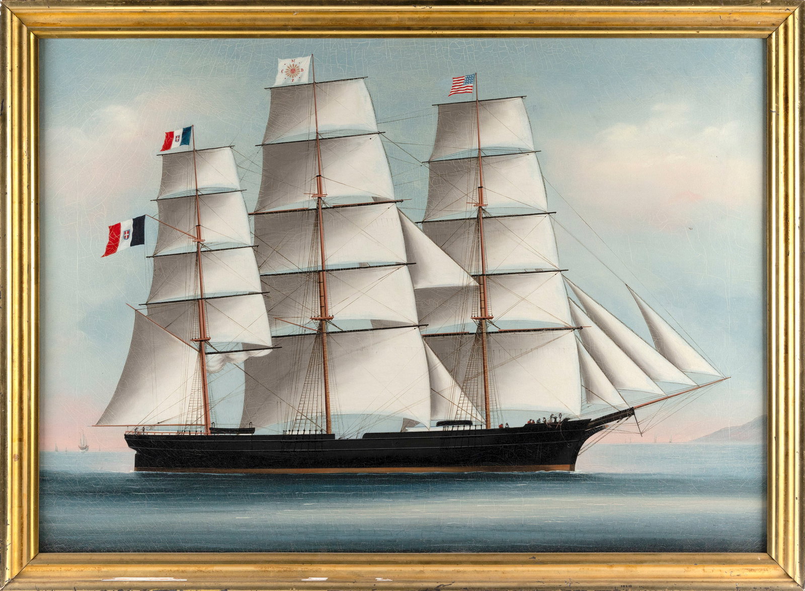 CHINESE SCHOOL (19th Century,), An American clipper., Oil on canvas, 27" x 39". Framed 31" x 42". (1 of 2)