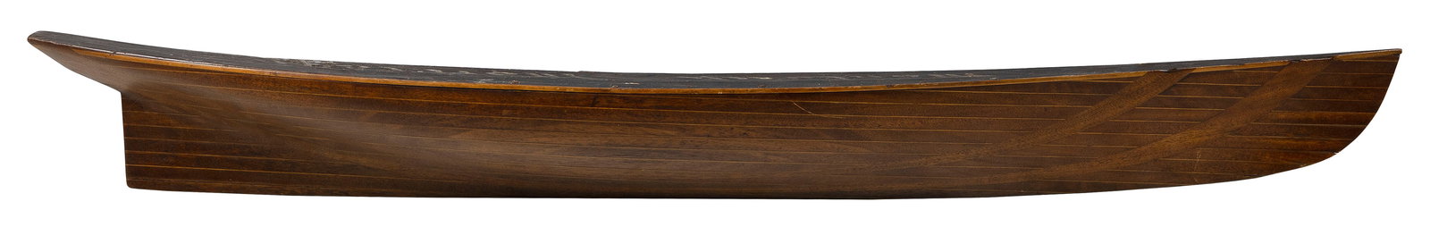 BUILDER'S HALF HULL MODEL OF THE SAILING VESSEL "MONTAUK" 19th Century Height 6". Length 15.25". (1 of 1)