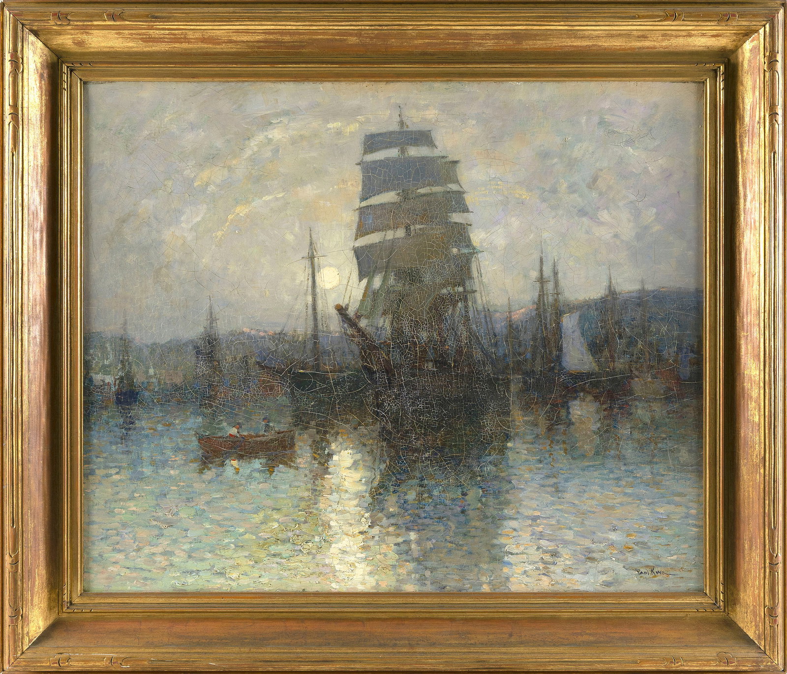 PAUL BERNARD KING (New York/Pennsylvania, 1867-1947), "Harbor Sunset"., Oil on canvas, 25" x 30". (1 of 2)