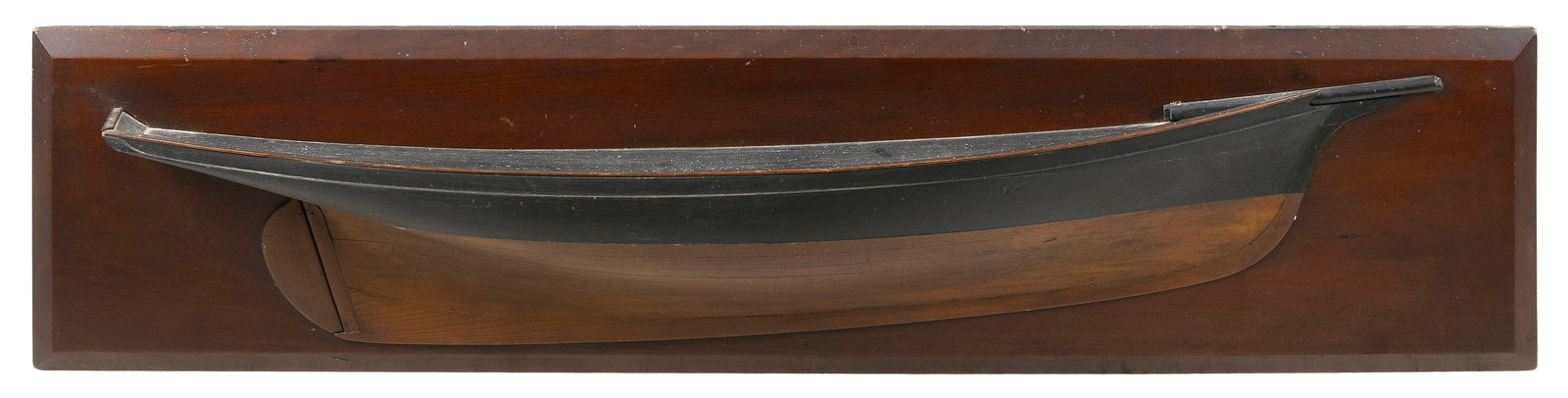 MOUNTED BUILDER'S HALF HULL MODEL 19th Century Backboard 11.5" x 49". (1 of 1)