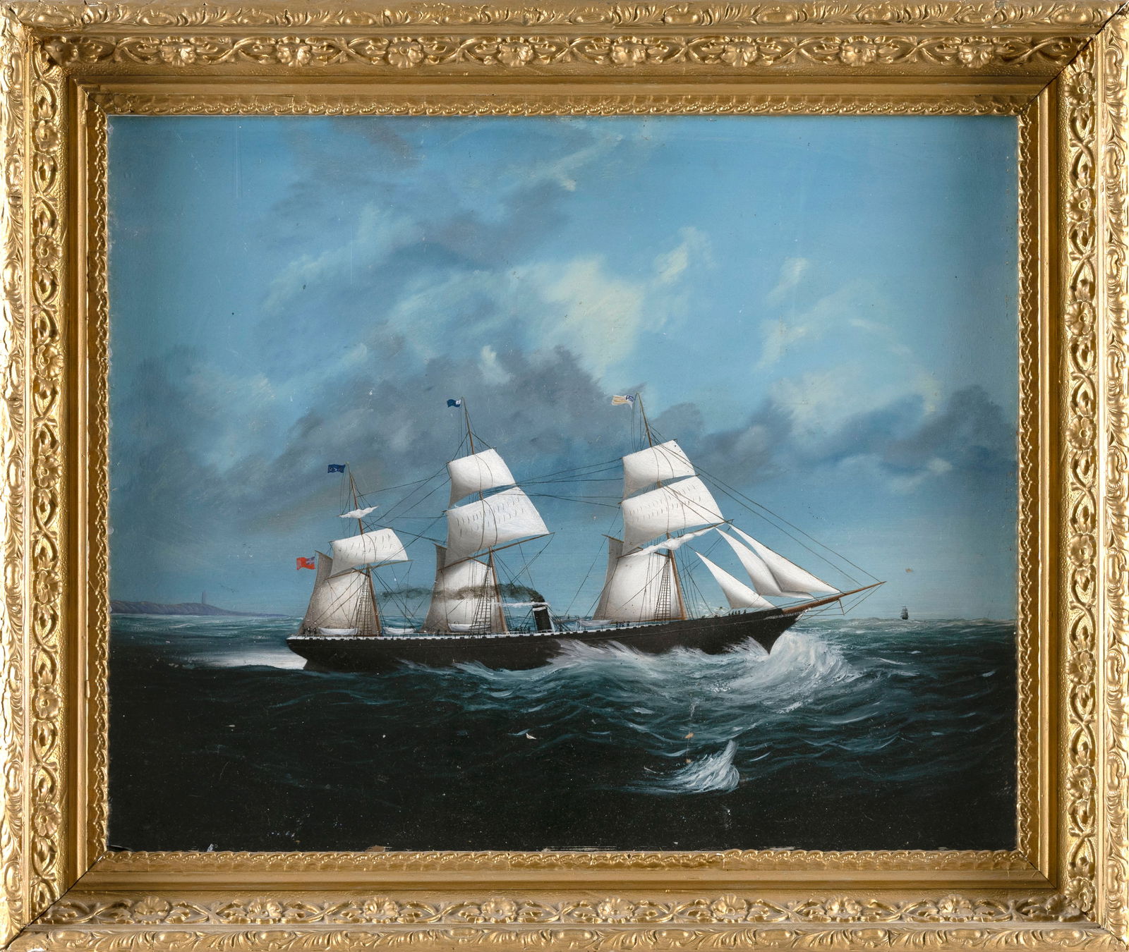 AMERICAN SCHOOL (19th Century,), The City of Boston., Oil on board, 18" x 23". Framed 23" x 28". (1 of 2)