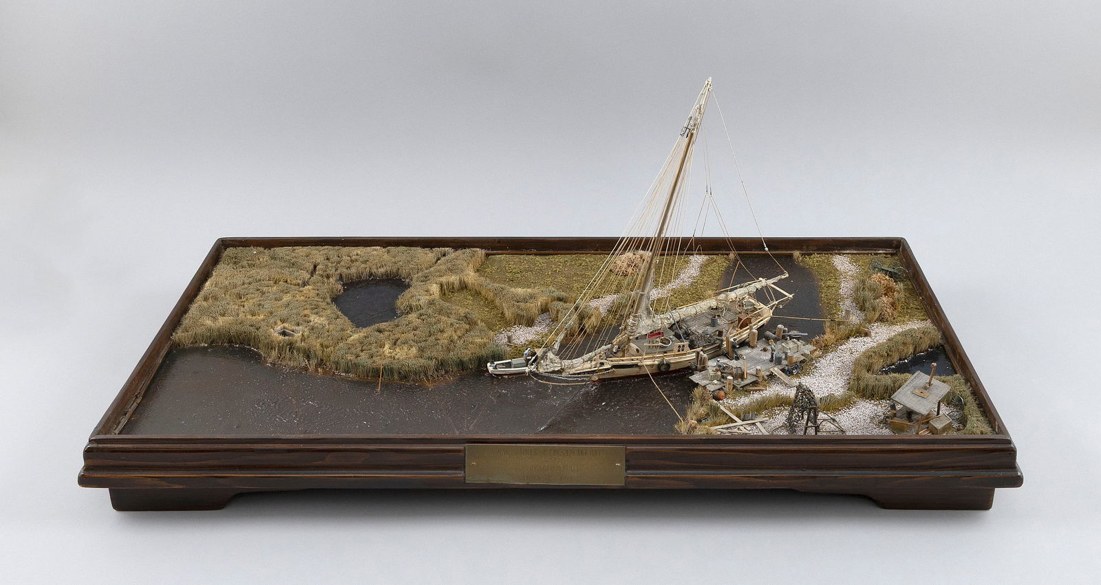 J.H. CAMERON PEAKE MARITIME DIORAMA "INDIAN SUMMER ON CHESAPEAKE BAY" Dated 1971 Case height 14.75". (1 of 1)