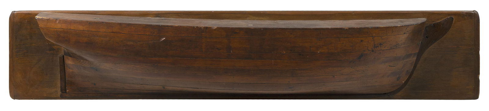 MOUNTED BUILDER'S HALF HULL MODEL 19th Century Backboard 11.25" x 59.25". (1 of 2)