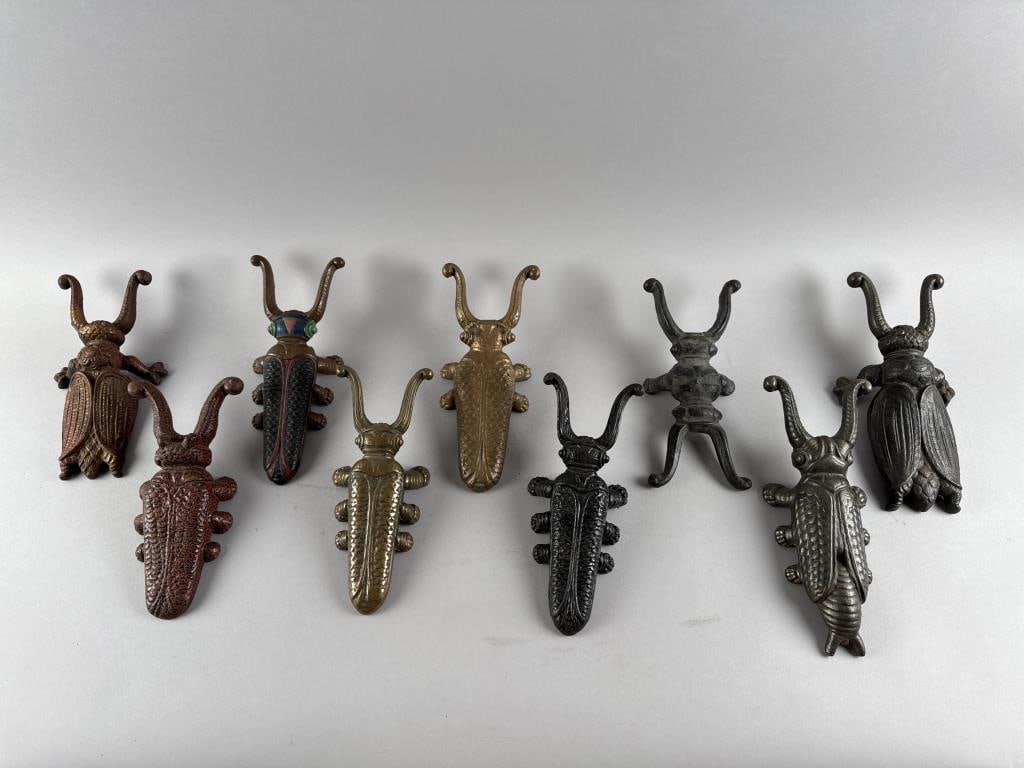 NINE CAST IRON CRICKET-FORM BOOTJACKS 19th Century Lengths from 9.75" to 11.5". (1 of 6)