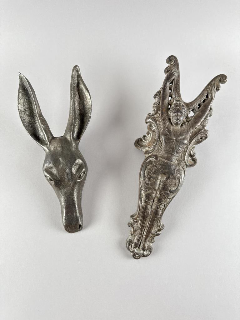 TWO FIGURAL BOOTJACKS Late 19th/20th Century Lengths 11" and 13.25". (1 of 3)