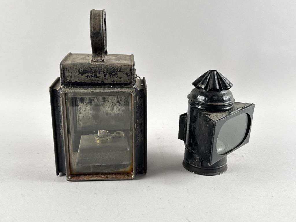 TWO TIN LANTERNS 19th Century Heights 6.25" and 9.5". (1 of 3)