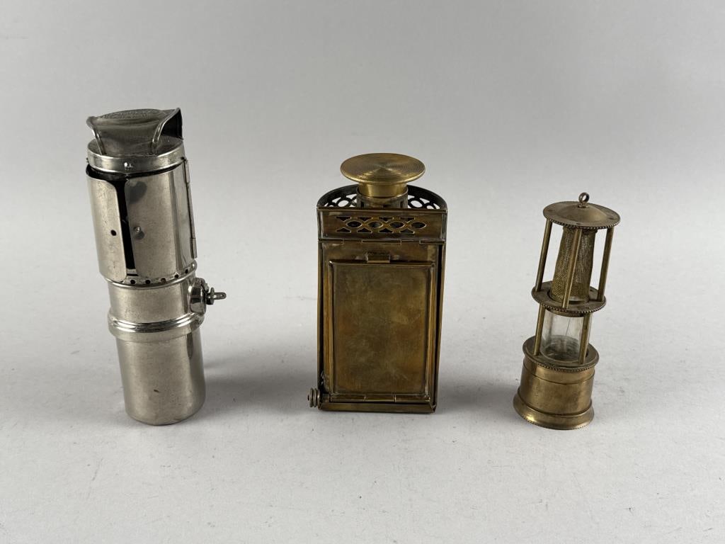 THREE METAL LANTERNS 19th Century Heights from 5.25" to 6.75". (1 of 3)