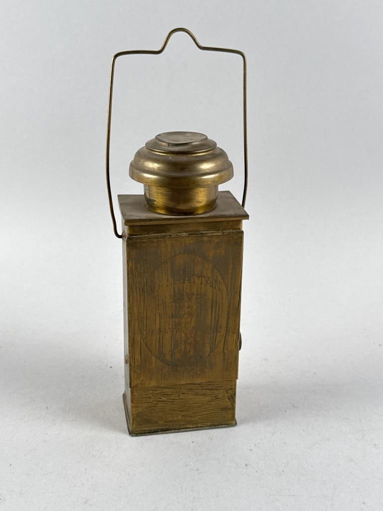 MANHATTAN OPTICAL CO. BRASS LAMP Late 19th Century Height to vent cap 7". (1 of 3)