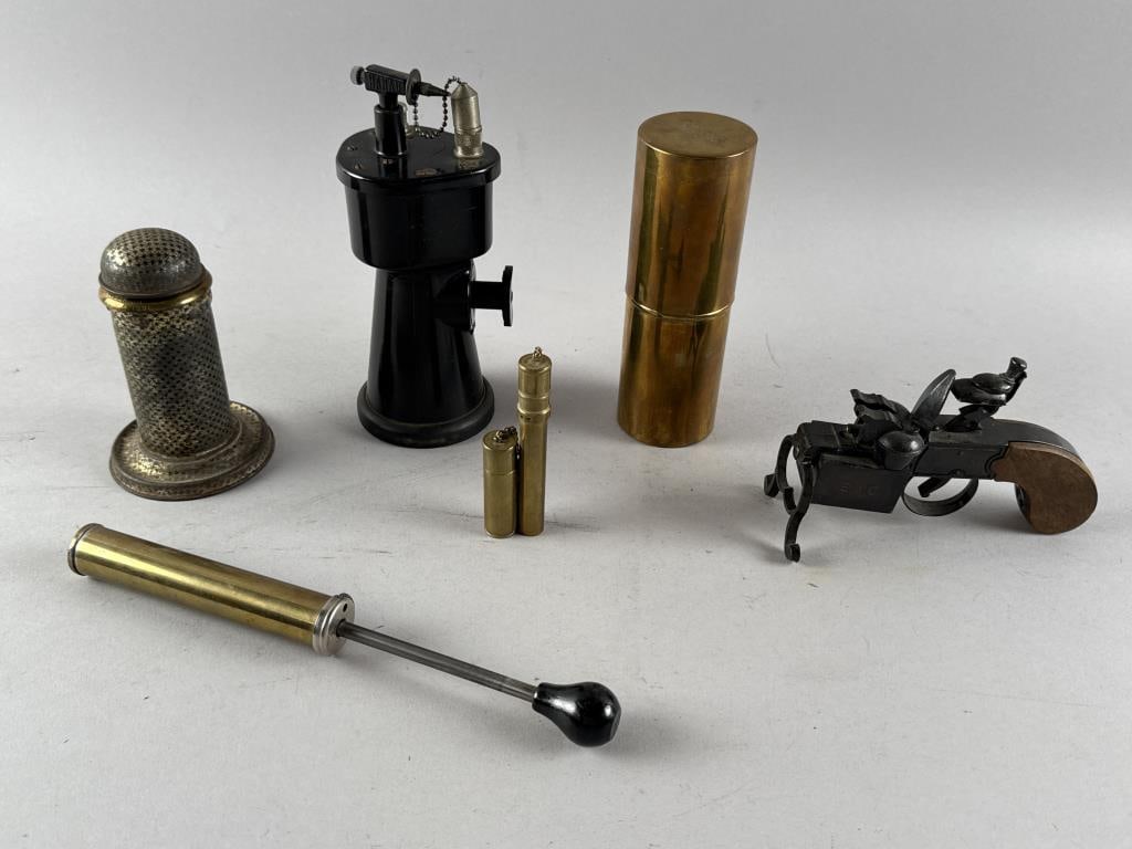 FIVE LIGHTING ACCESSORIES 19th Century Heights from 4" to 7.5". Widths from 1" to 5.75". Depths from (1 of 9)
