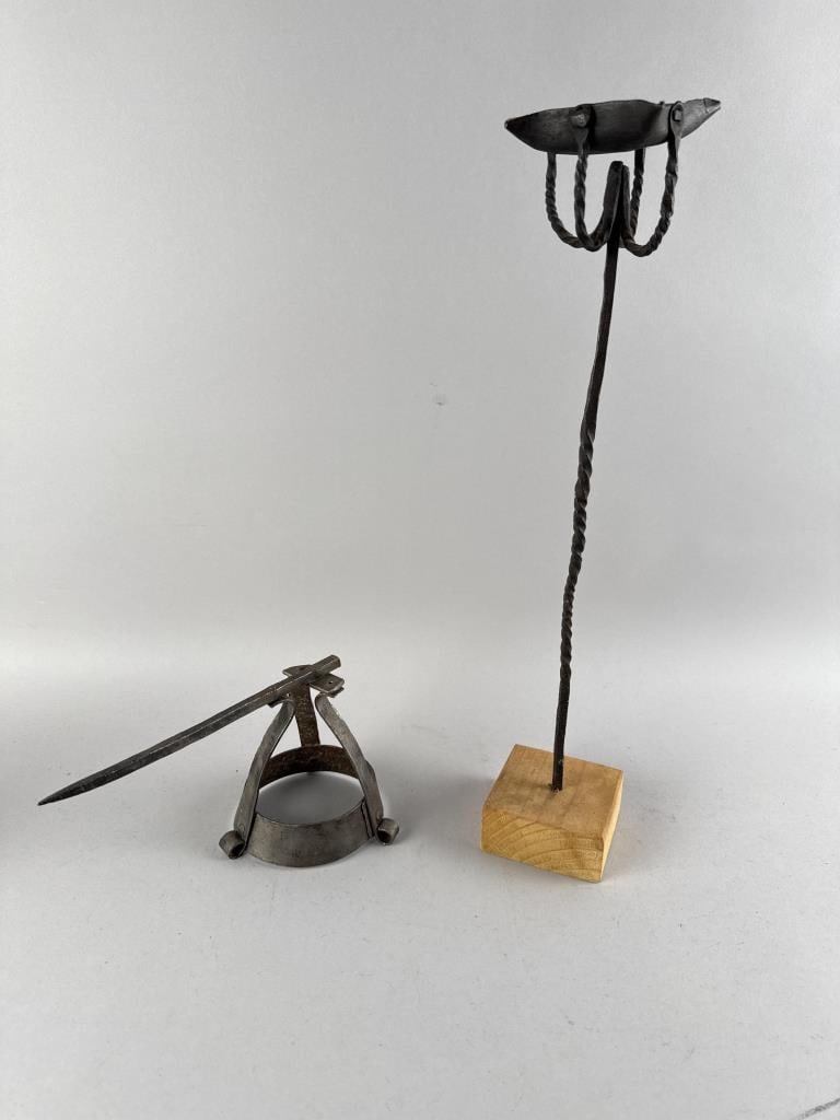 TWO EARLY WROUGHT IRON LIGHTING DEVICES Late 18th/Early 19th Century (1 of 3)